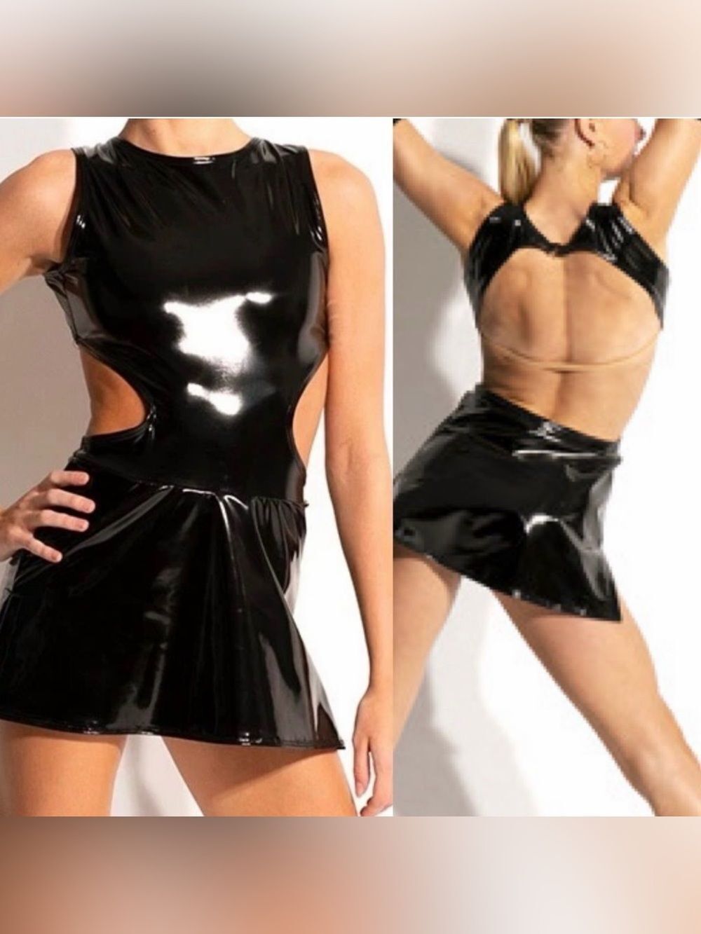 The Line up dance costume mature faux leather leotard DENISE LIQUID DRESS XL adl